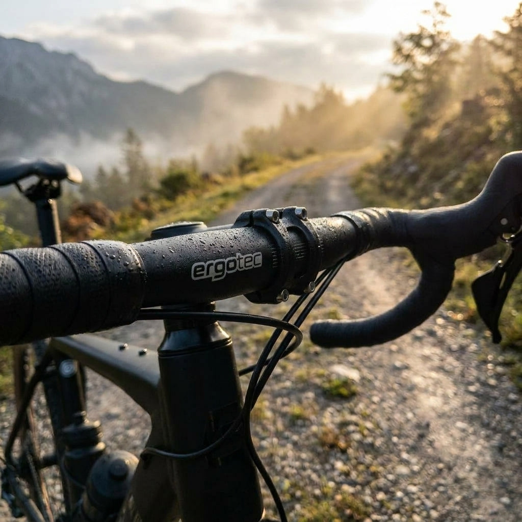 Schwarzer Ergotec Explorer 20 Gravel Lenker aus Aluminium 2014 T6. Safety Level 6 für E-Gravelbikes und anspruchsvolle Touren.