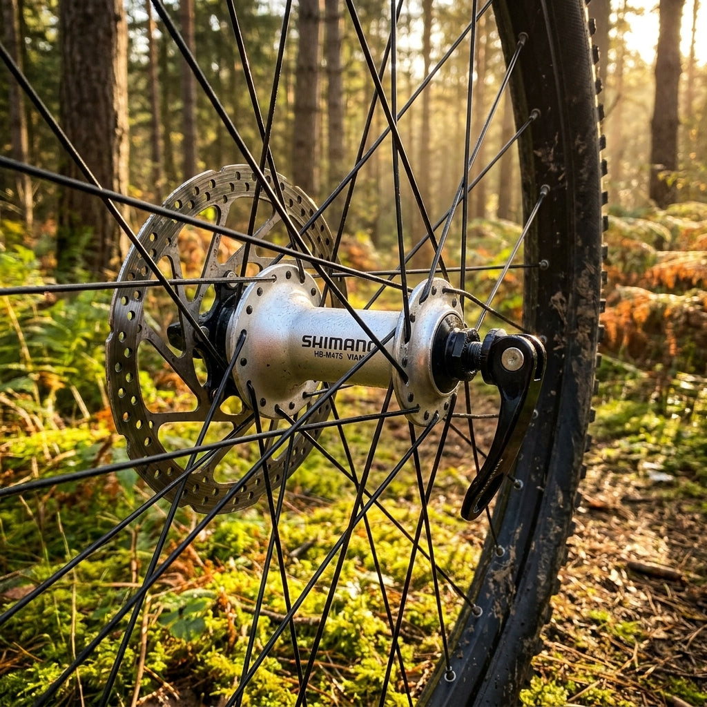 SHIMANO Vorderradnabe HB-M475. Robuste 6-Loch Scheibenbremsnabe mit Schnellspanner für Mountainbike und Trekkingrad. Zuverlässig.