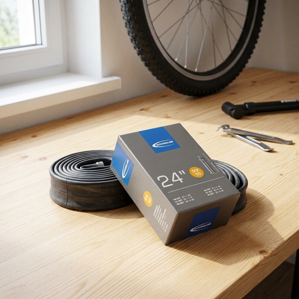 Schwalbe DV10 Fahrradschlauch 24 Zoll mit Dunlopventil. Robust, langlebig, hohe Lufthaltigkeit. Ideal für 40-62/507 Reifen.