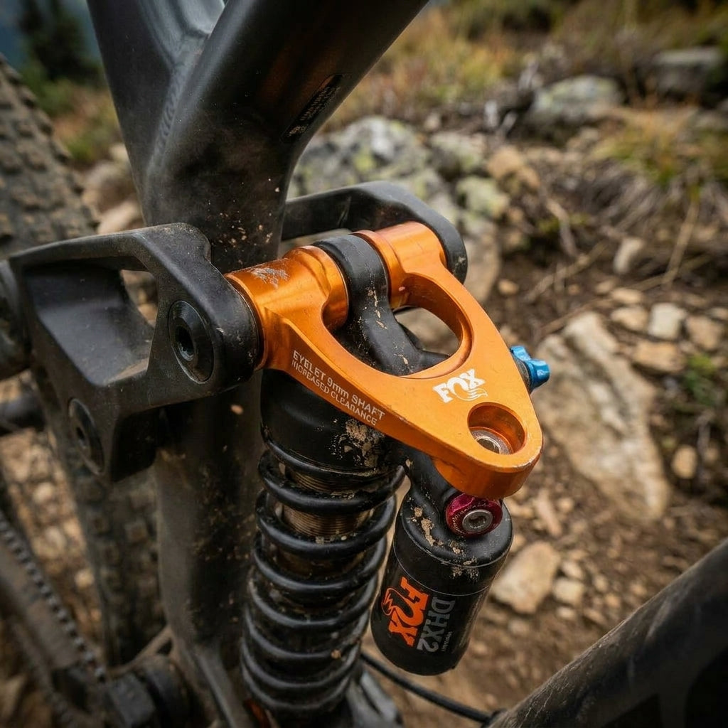 FOX Eyelet 9mm Shaft DHX2 für mehr Dämpfer-Freigängigkeit am Mountainbike. Präzise Dämpferaufnahme für MTB Trail Gravity.