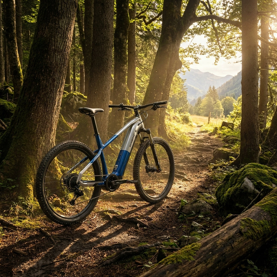 Haibike ALLTRACK 4 27.5 E-Mountainbike in blau/silber. Leistungsstarkes Trail E-Bike für Abenteuer und lange Touren.