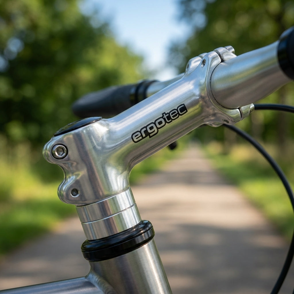 Ergotec Kobra Tube SL Vorbau 90mm, silber Aluminium. Präzise Fahrradeinstellung für Komfort und Kontrolle. Hochwertiger Lenkervorbau.