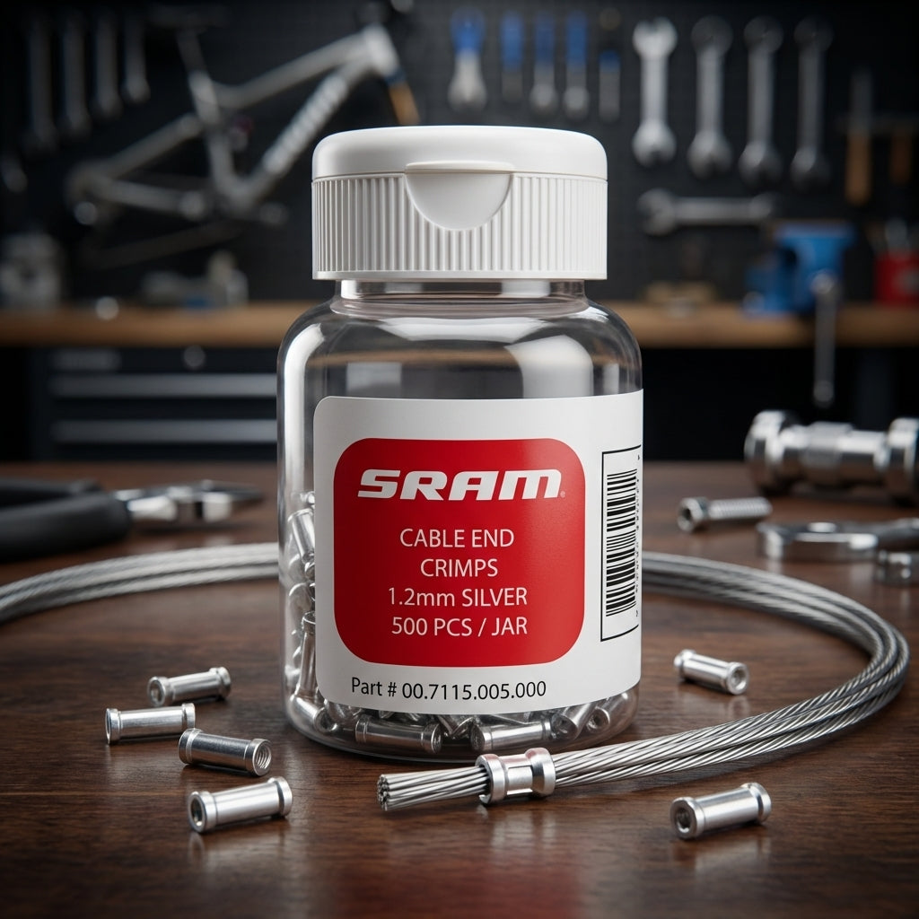 SRAM Schaltkabel-Endkappen 1,2 mm silber 500 Stk für sauberen, langlebigen Schaltzugabschluss im Fahrrad-Workshop.