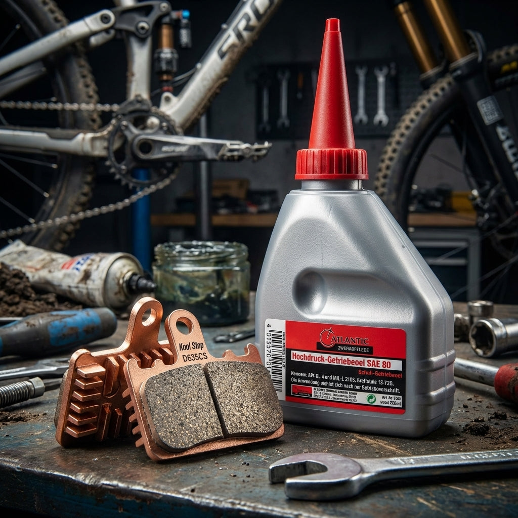 ATLANTIC Hochdruck-Getriebeöl SAE 80 für Fahrradwartung, Bremsbeläge Kool Stop D635CS & Werkstatt-Tools.