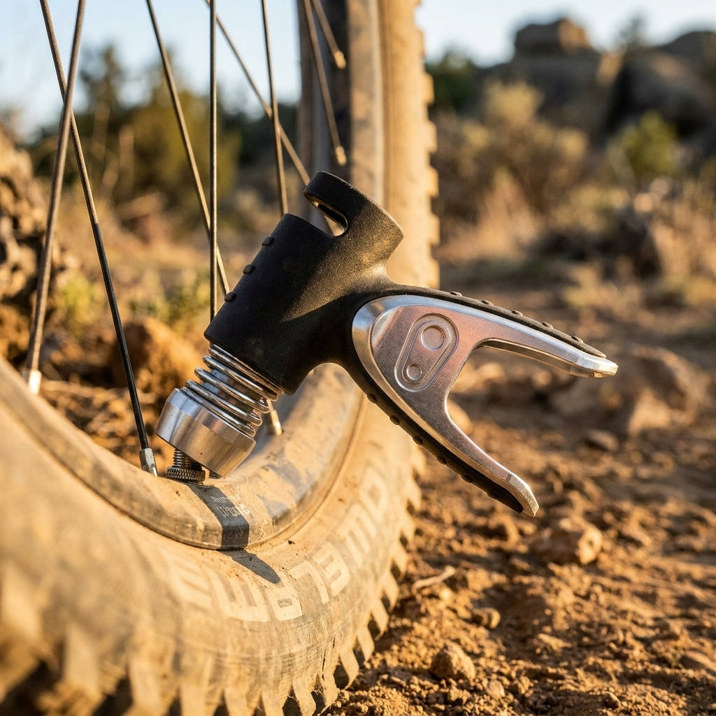 Crankbrothers CO2 Kartuschenpumpe Dosierer mit Manometer. Schnelle Reifeninflation für Presta und Schrader Ventile.