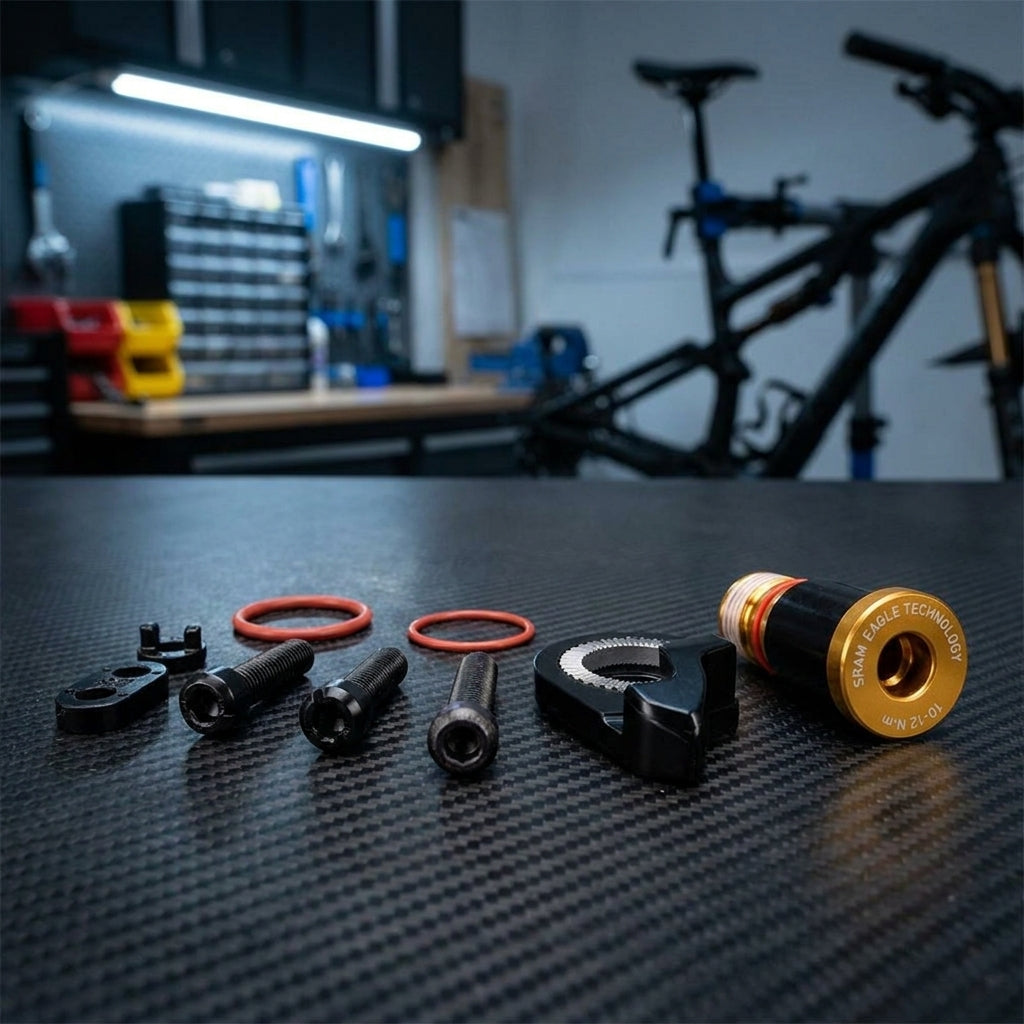 SRAM X01 Eagle Schaltwerk Schraubenset mit Befestigungs- und Einstellschrauben, O-Ringen und Werkzeug.
