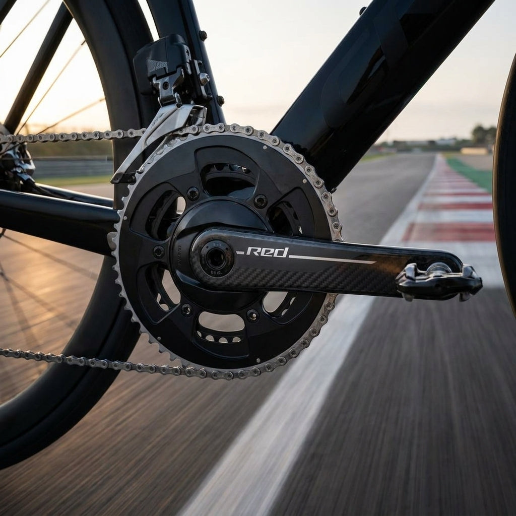 SRAM RED Aero Kurbelgarnitur 160mm am Rennrad, ultraleicht für maximale Aero-Performance.