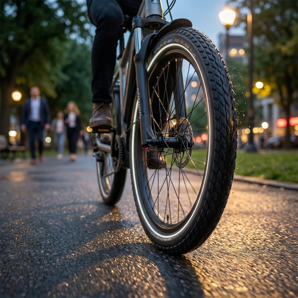 Schwalbe Land Cruiser Plus 24" Reflex Reifen schwarz für E-Bikes. Erhöhte Sichtbarkeit und Sicherheit bei Dunkelheit.