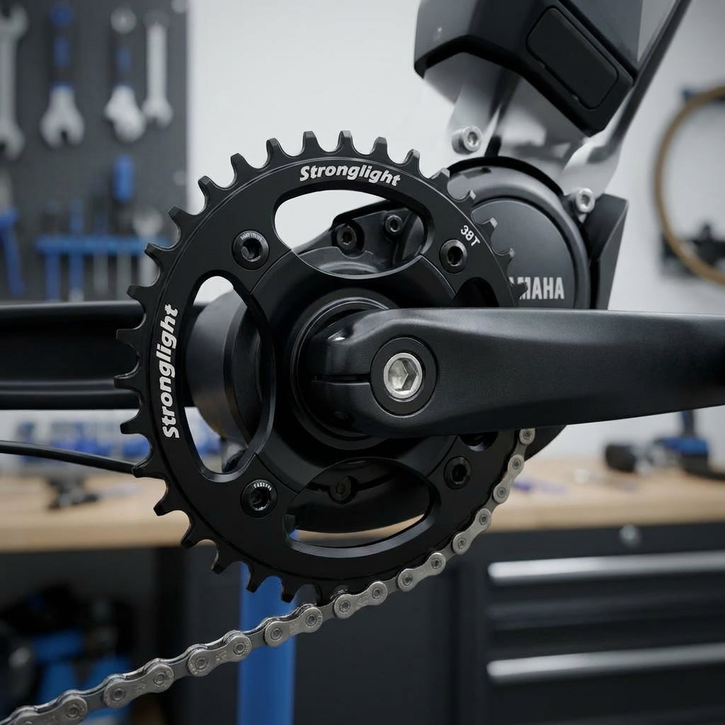 Stronglight E-Bike Kettenblatt Direct Mount 38Z Aluminium für Yamaha. Robust, präzise, für maximale Leistung und Langlebigkeit.