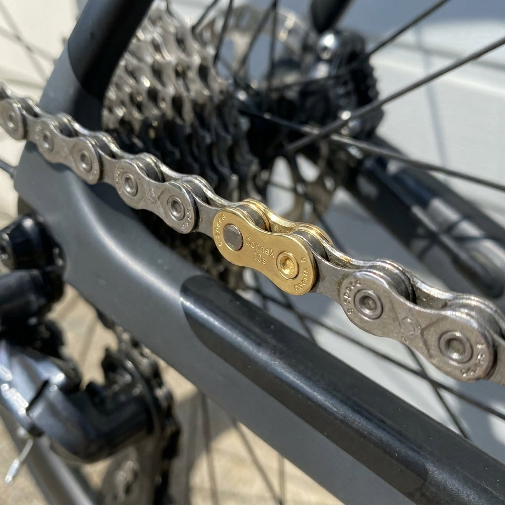Connex 10s Link gold Kettenschloss für 10-fach Fahrradketten. Schnelle, werkzeuglose Verbindung. Robust und wieder lösbar.