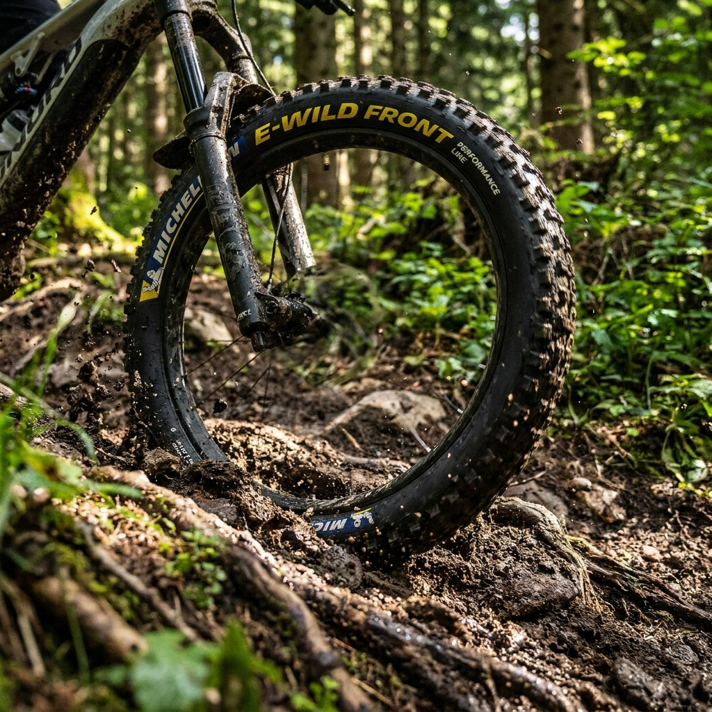 Michelin E-WILD FRONT E-MTB Faltreifen: Maximaler Grip, Pannenschutz und Kontrolle auf anspruchsvollen Trails. Dein Vorteil im Gelände.