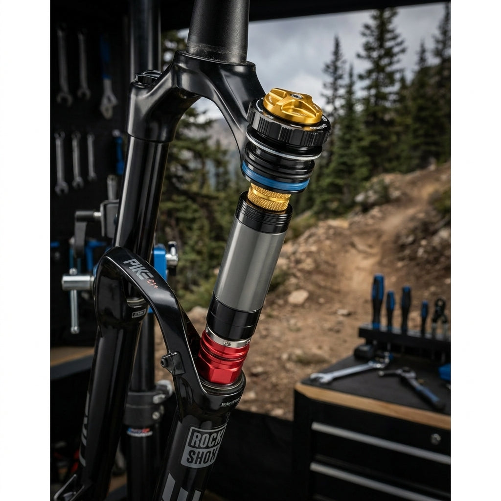 RockShox Dämpfer Upgrade Kit Charger3RC2 Crown für Pike C1+ Gabel mit ButterCups, gold/rot.