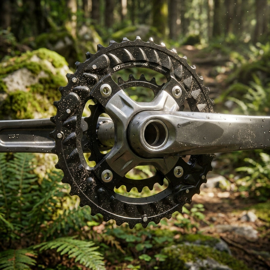 SHIMANO DEORE FC-M6000-3 40 Zähne Kettenblatt, präziser 3-fach Antrieb für Mountainbike im Wald.