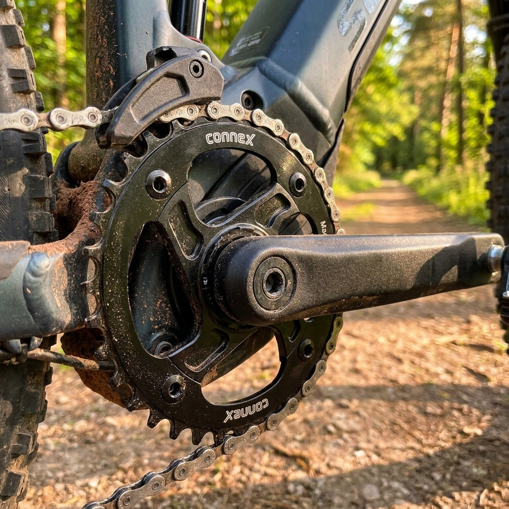 ConneX E-Bike Kettenblatt 34T, schwarz, Narrow-Wide, verschleißarm. Perfekt für Bosch, Yamaha, Brose, Bafang E-Bikes.