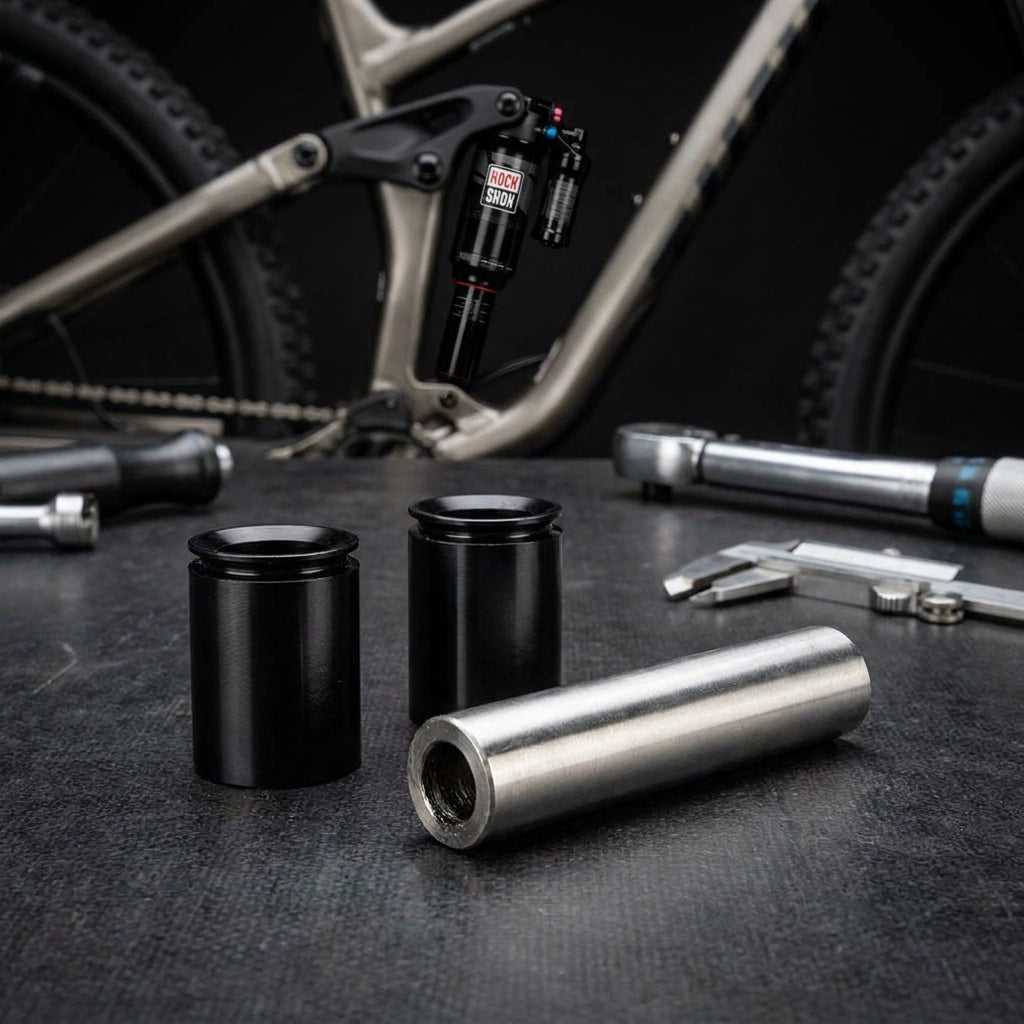 RockShox Dämpfer-Montagezubehör 3-teilig, Standard. Buchsen, Achse und Werkzeug für Mountainbike-Federung.