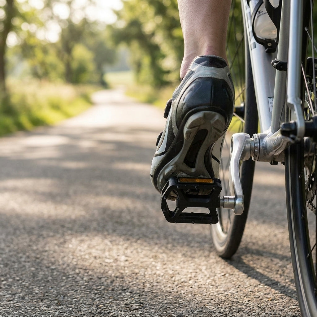 Humpert Pedal Achsverlängerung silber 18mm. Für mehr Komfort und Ergonomie beim Fahrradfahren. Entlastet Knie und schafft Platz.