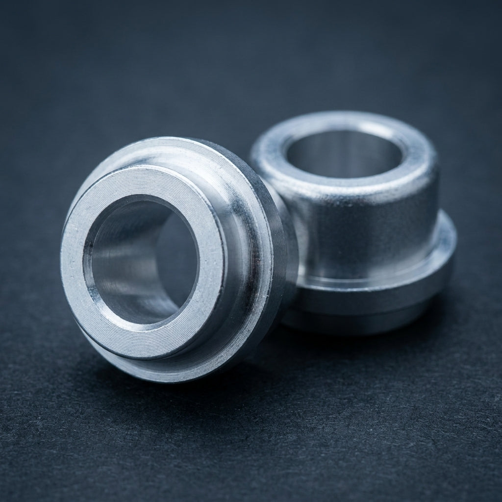 SR Suntour Alubuchsen für Dämpferauge, 12,7mm, 8mm Bohrung, 38mm Aufbaustärke. Ersatzteile für Mountainbike Federung.