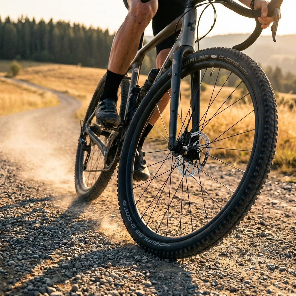 Schwalbe G-One Allround Performance Line Gravelreifen schwarz, vielseitig auf Schotterweg.