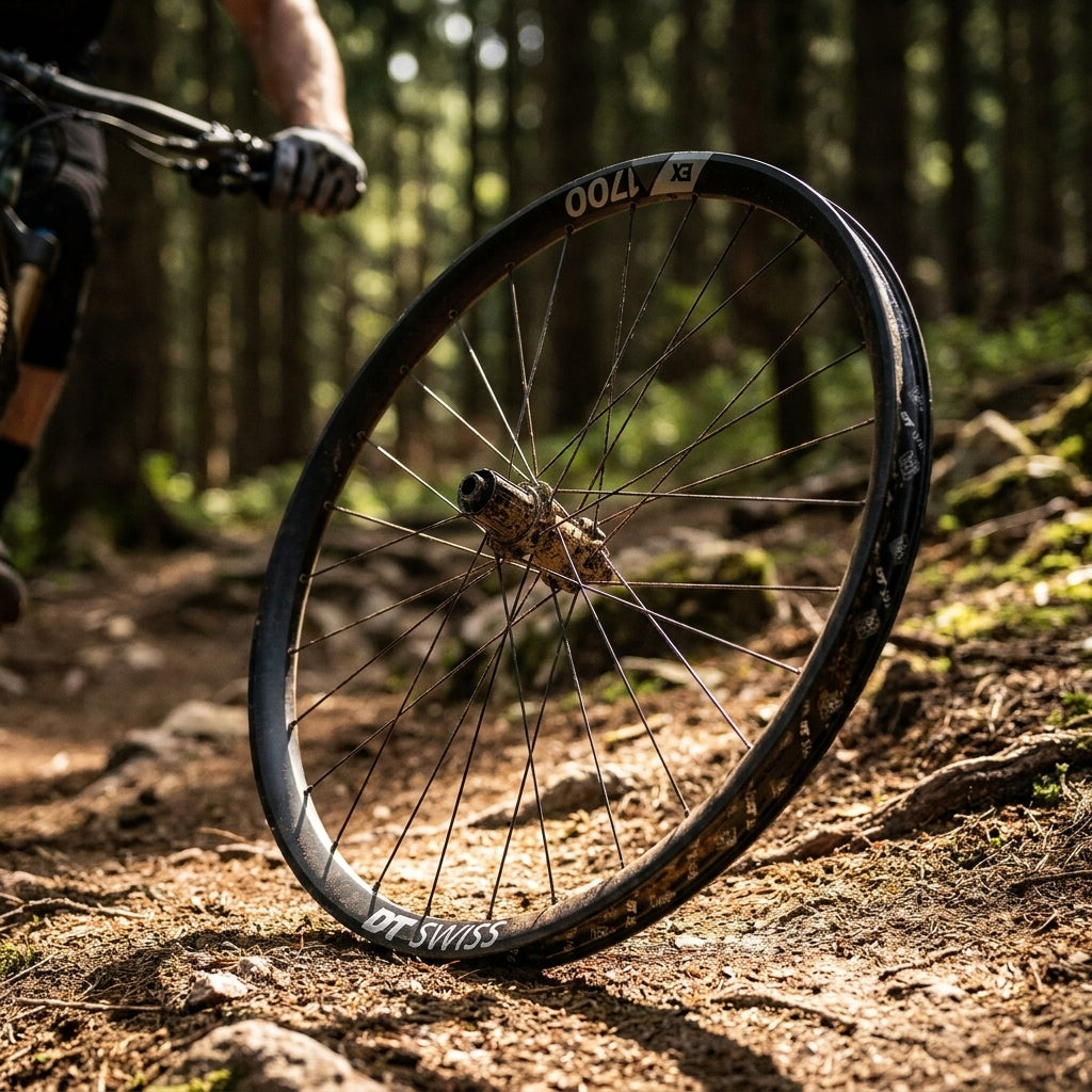 DT Swiss EX 1700 SPLINE 27,5" Enduro Vorderrad schwarz. Robustes Mountainbike Laufrad für anspruchsvolle Trails. Hohe Stabilität.