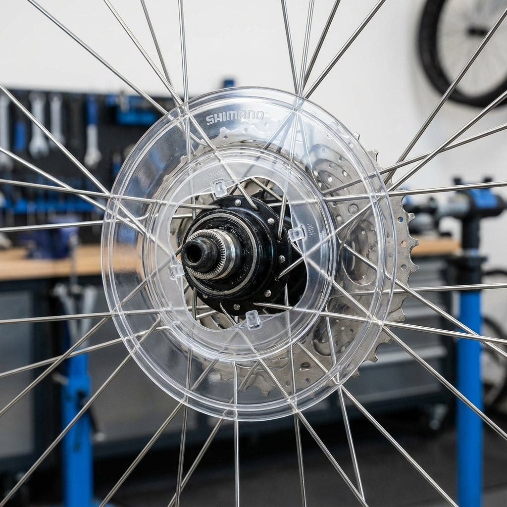 Shimano Speichenschutzscheibe CP-FH35 137mm schützt Kassette und Speichen am Fahrrad.