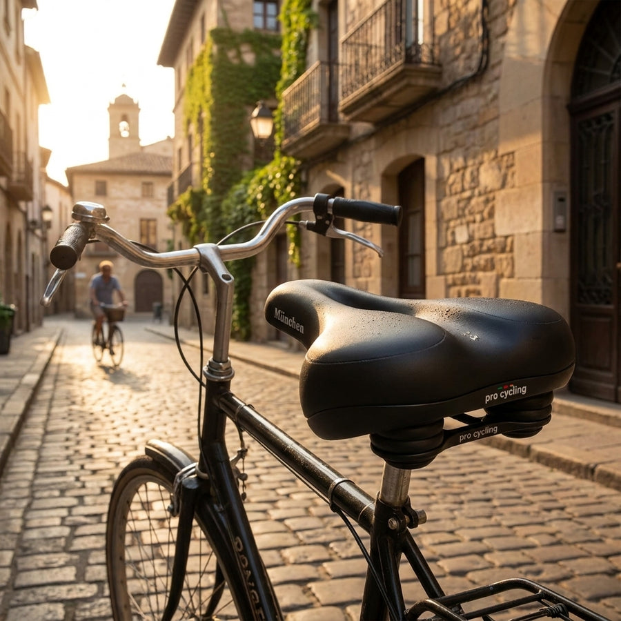 P&P Bequemsattel München 089 schwarz. Komfortabler Unisex Fahrradsattel für Stadt, Tour, Trekking und E-Bike. Ergonomisch, leicht.