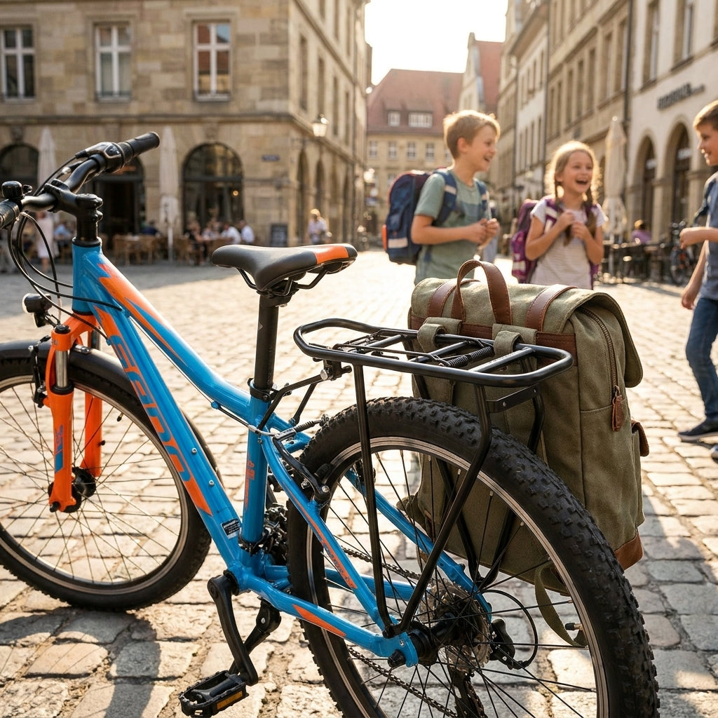 Racktime BASIC 2.0 schwarzer Gepäckträger für 24 Zoll Fahrrad. Stabiler Heckträger für Schule, Einkauf und Touren.