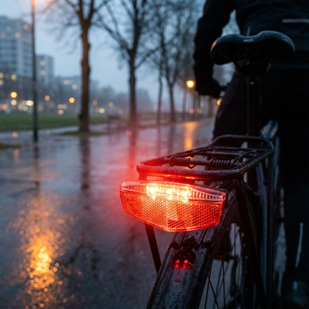 XLC LED Fahrrad Rückleuchte für Gepäckträger mit USB und Reflektor. StVZO-konform für maximale Sicherheit auf der Straße.