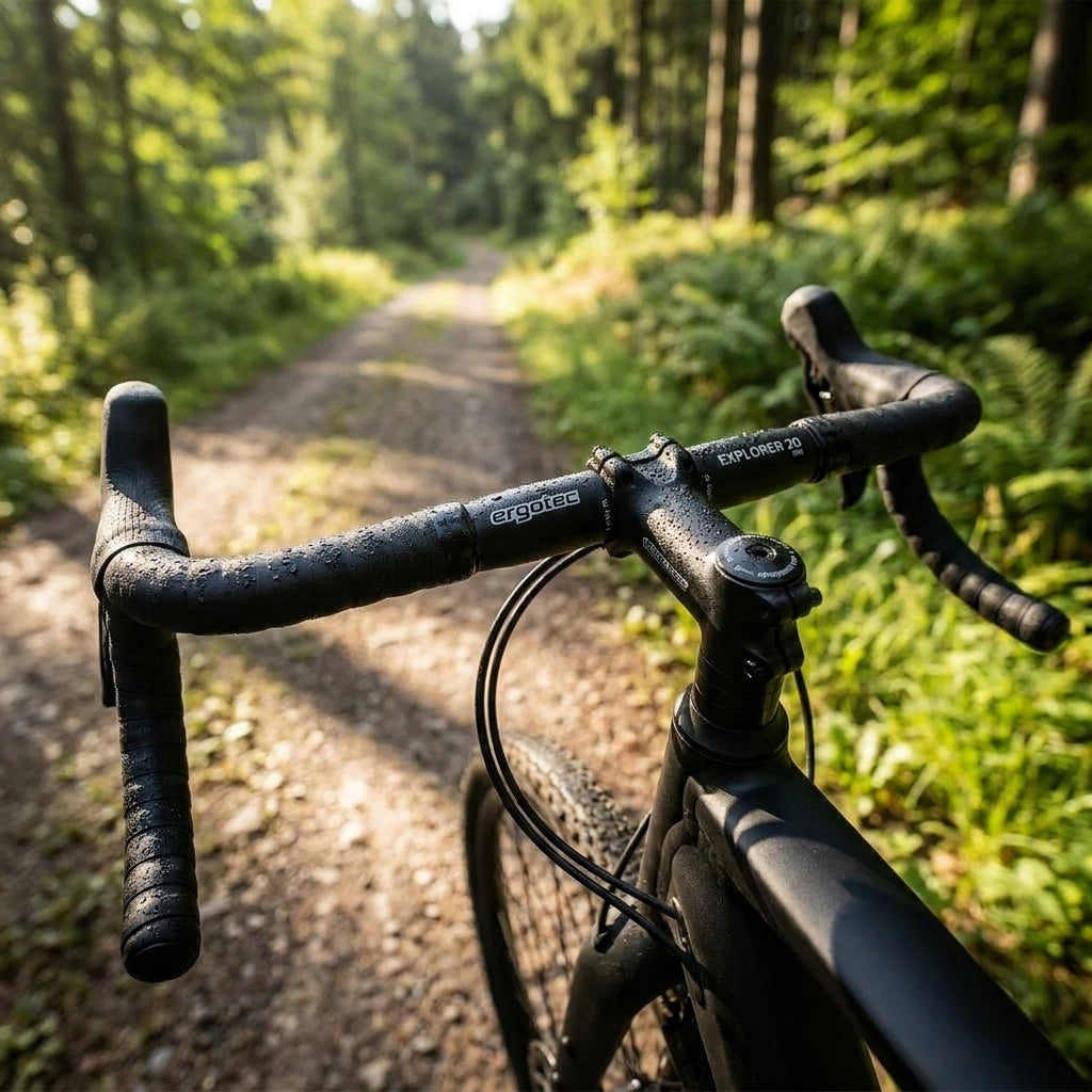 Humpert/Ergotec EXPLORER 20 Gravel-Lenker 420mm, AL 6061 T6 Schwarz. Ergonomisch, Safety Level 6 für E-Bikes.