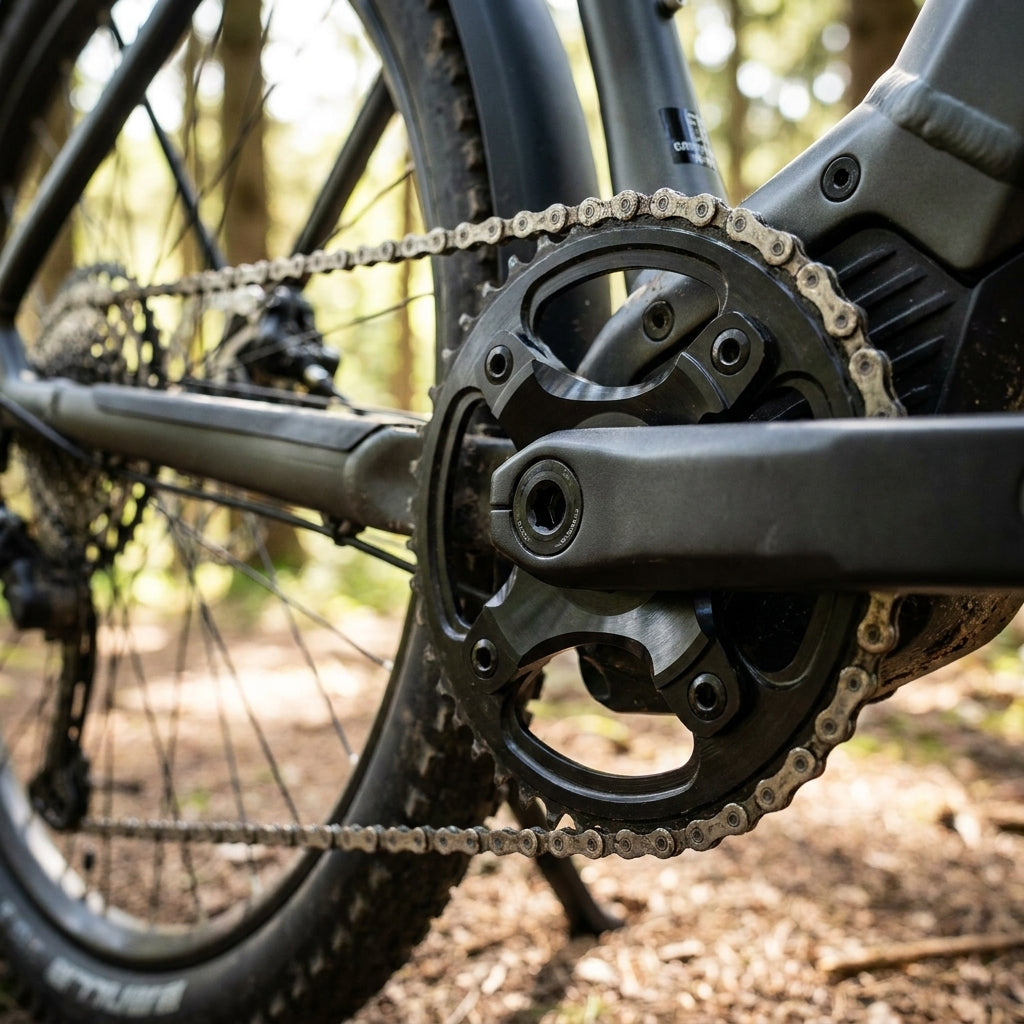 Centurion Spider CL47 für Bosch Gen. 4 E-Trekking. Präzises Kettenblatt mit Kettenschutz für optimale Kraftübertragung.