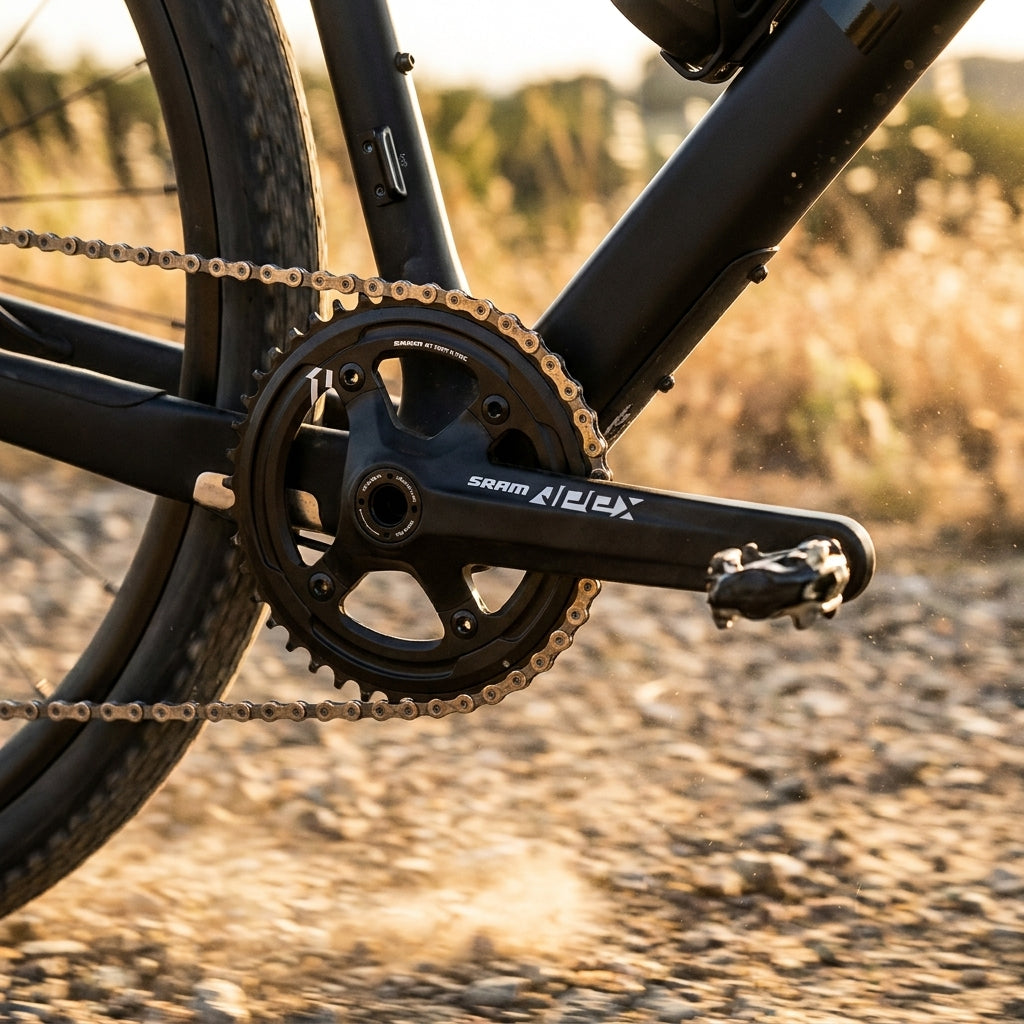 SRAM Kurbelsatz Apex 1 170 mm 1x11 für Road und Gravel. Effiziente Fahrradkurbel mit X-Sync Technologie. Leicht & präzise.