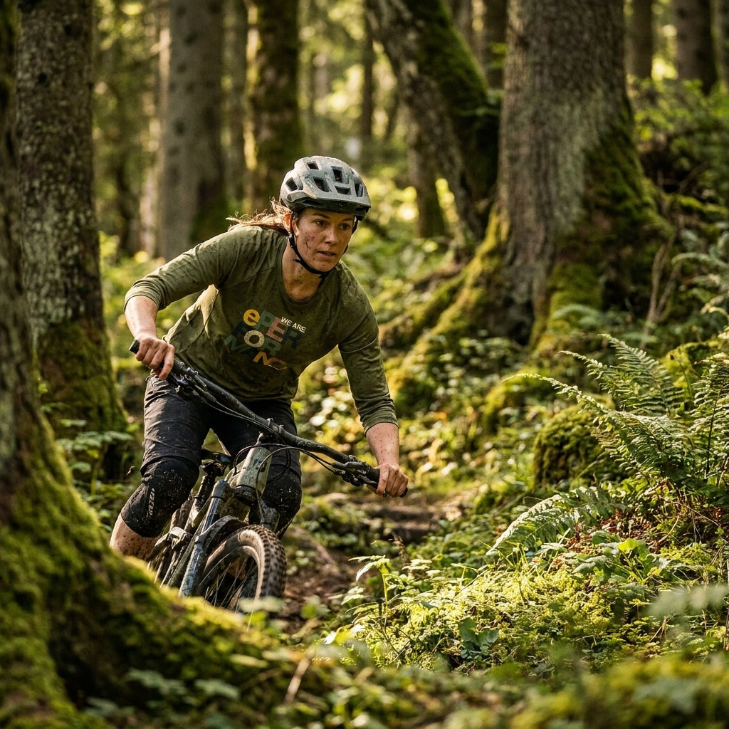 Haibike Freeride T-Shirt Hochgern moos by Maloja für Damen. Recyceltes Polyester und Hanf. Ideal für Mountainbike & Outdoor.