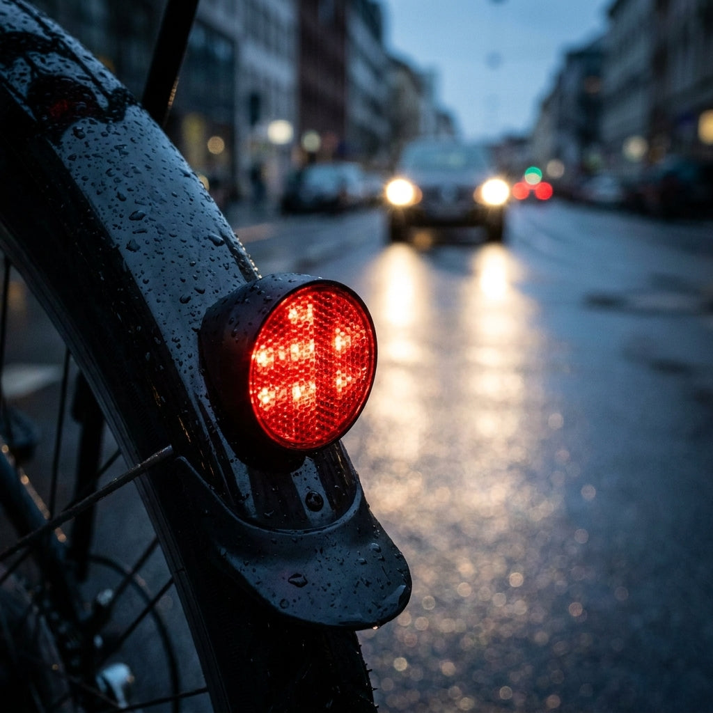 XLC Rückstrahler CR-R06 für lange Schutzbleche. StVZO-zugelassen. Erhöht Fahrrad-Sichtbarkeit und Sicherheit im Straßenverkehr.