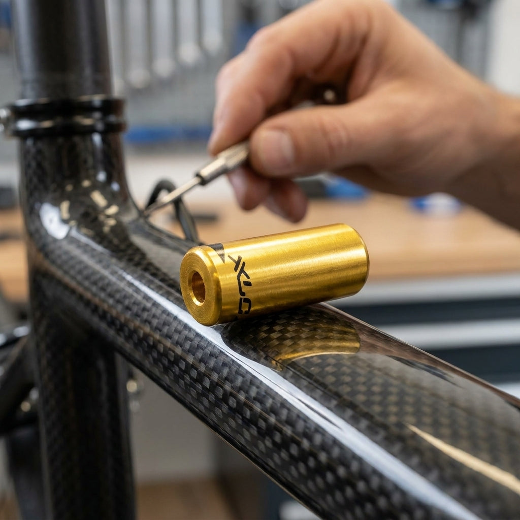 XLC Bremszughüllen-Endkappen BR-X10 Gold aus Messing, 5,0mm Durchmesser. Hochwertiges Fahrrad-Zubehör für Custom-Builds & Wartung.