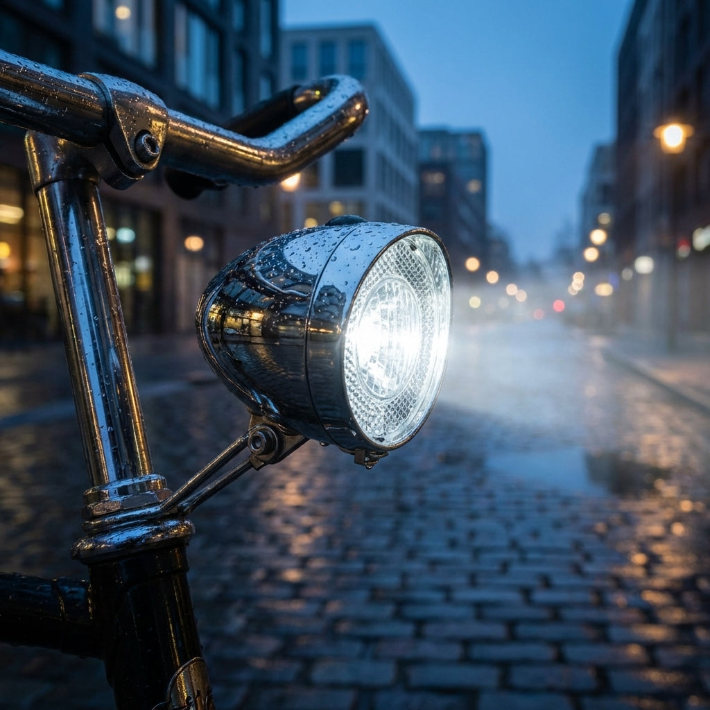 Union LED Dynamo-Scheinwerfer UN-4935 Chrom 40 Lux StVZO zugelassen für Fahrräder mit Nabendynamo.