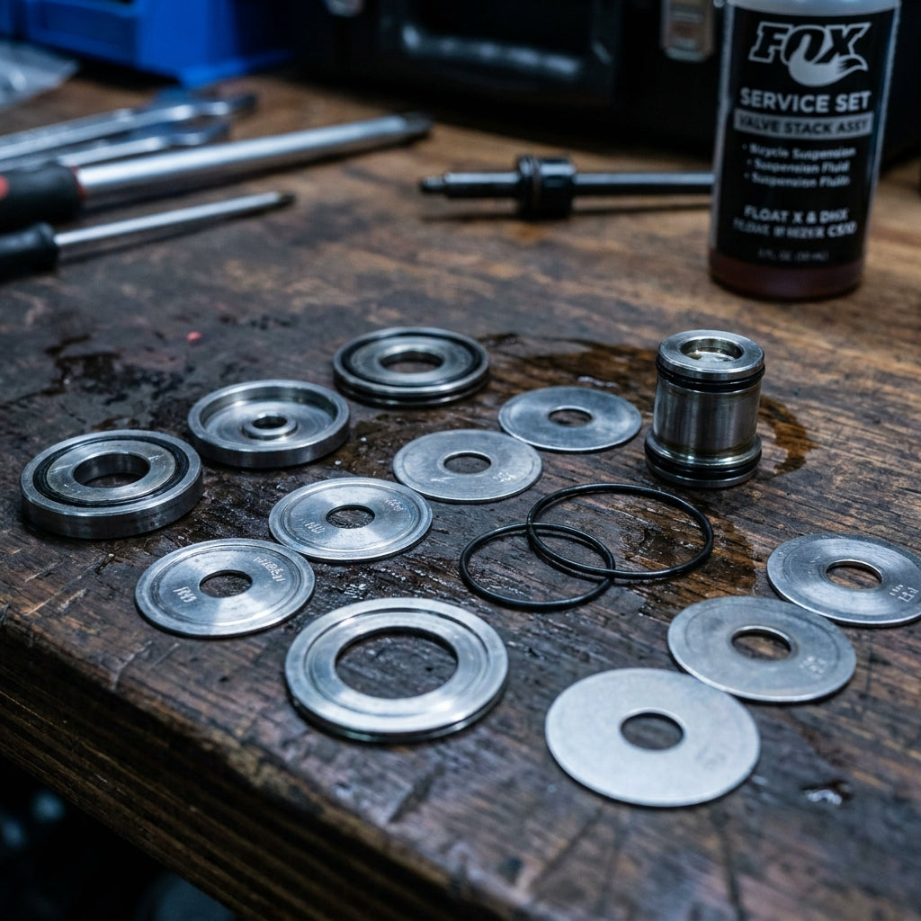 FOX Service Set Valve Stack Assy für FLOAT X DHX CS10 Dämpfer. Präzise Fahrwerks-Performance und Kontrolle.