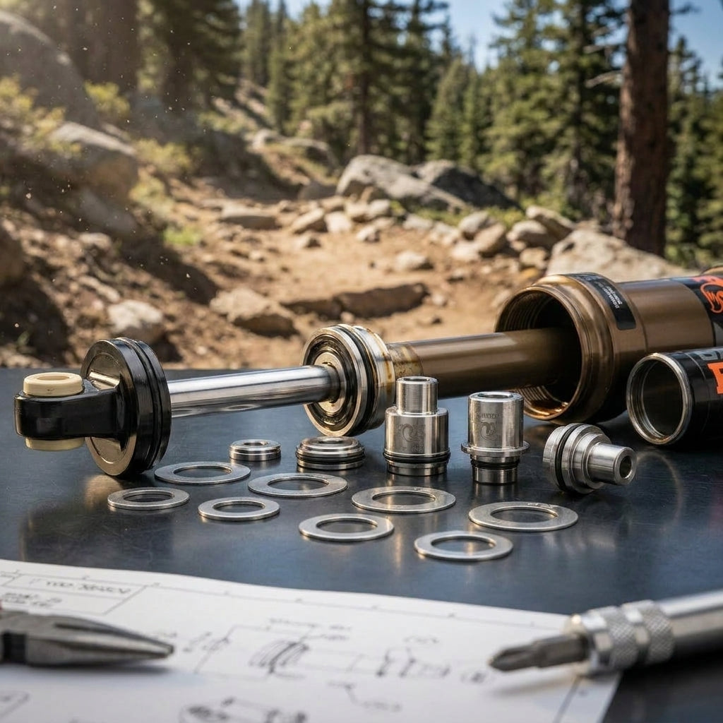 FOX Service Set Valve Stack Assy für FLOAT X DHX RL20 Dämpfer. Präzise Fahrrad Fahrwerk Wartung und Performance Optimierung.