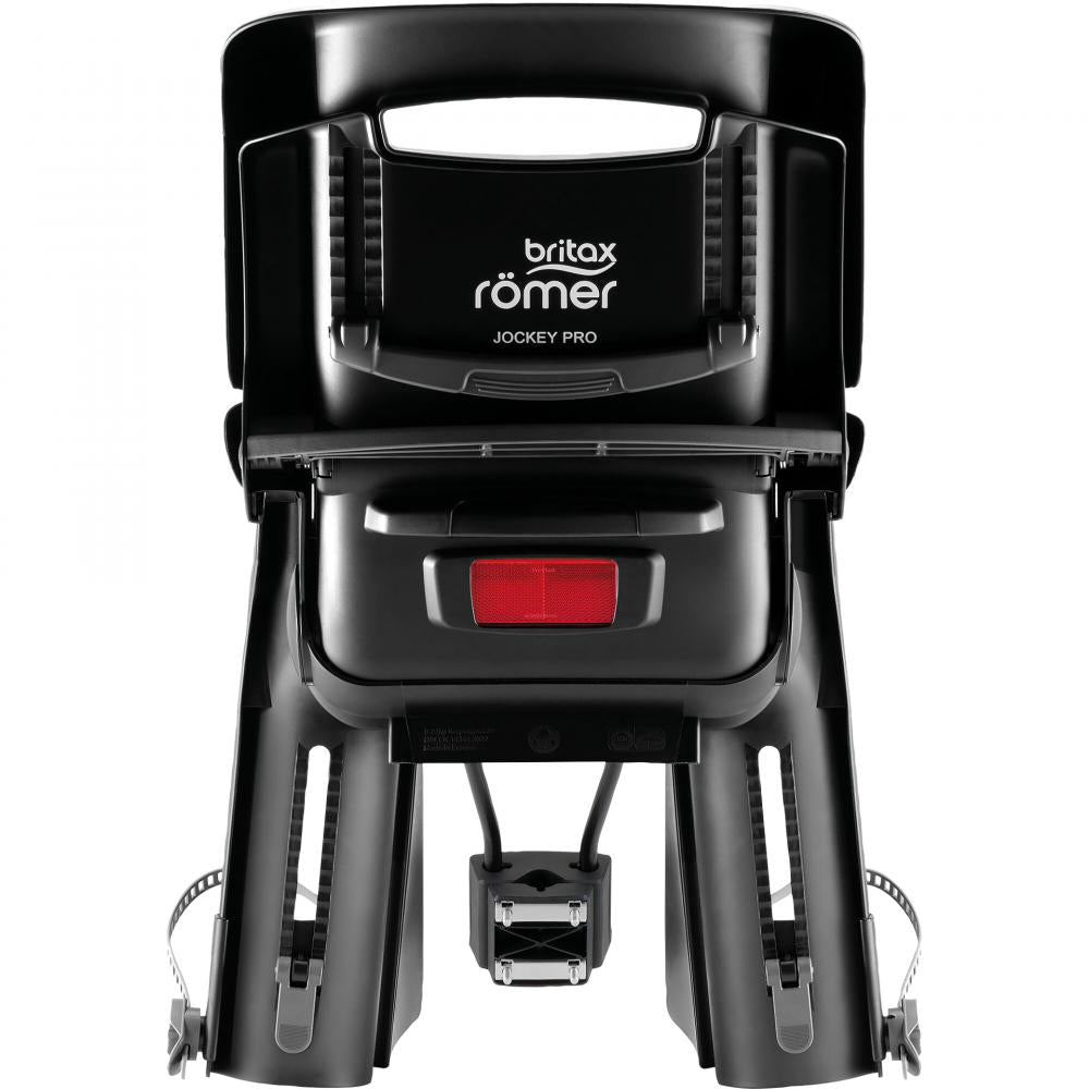 Britax Römer Jockey Pro Fahrrad-Kindersitz - Rahmenmontage 26-28 Zoll, 9-22 Kilogramm, verstellbare Rückenlehne Kopfstütze Fußstützen, Carbon Black Harbor Blue