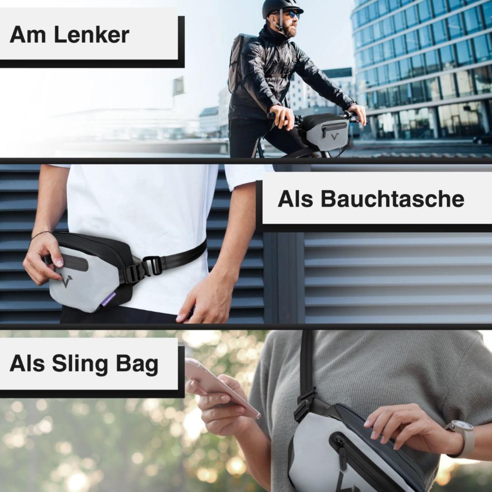 Valkental Lenkertasche 3in1 schwarz ohne Fenster