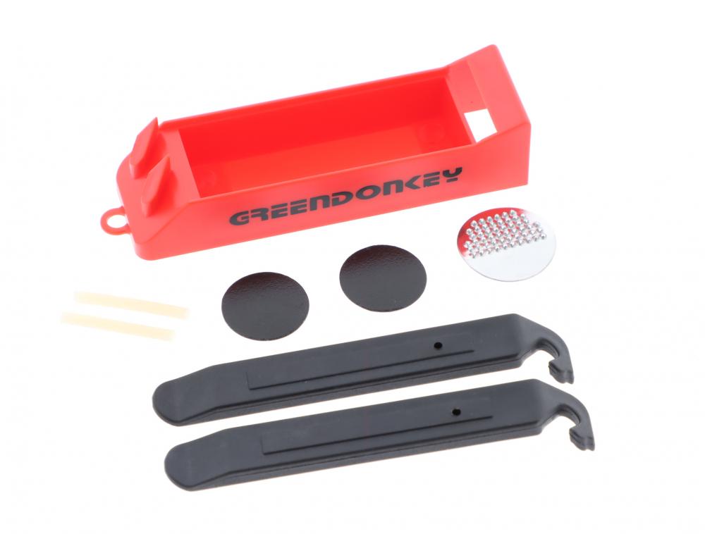 Greendonkey 1x Reifenheber Flickzeug Set + 1x Schlauch Schwalbe AV7A 20x1 1/8-1 3/8