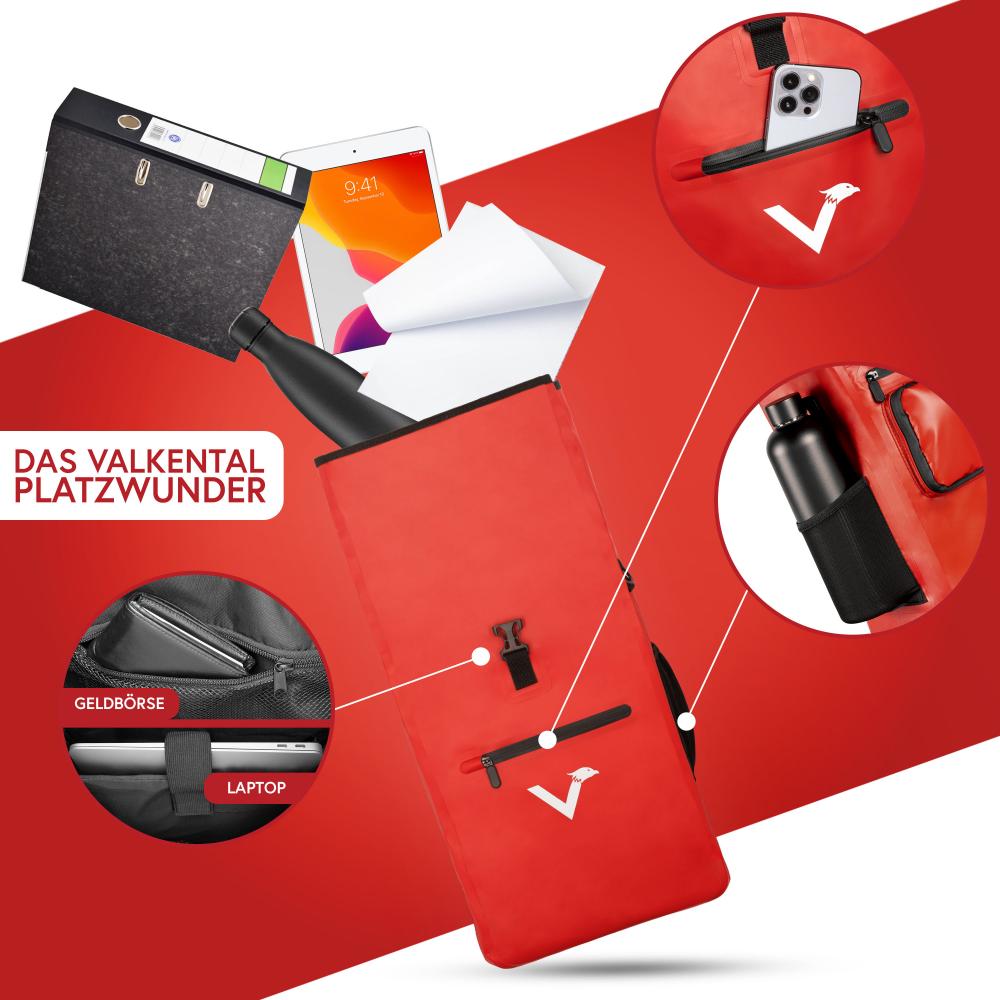 Valkental Rucksack ValkOne 3in1 Fahrradtasche rot