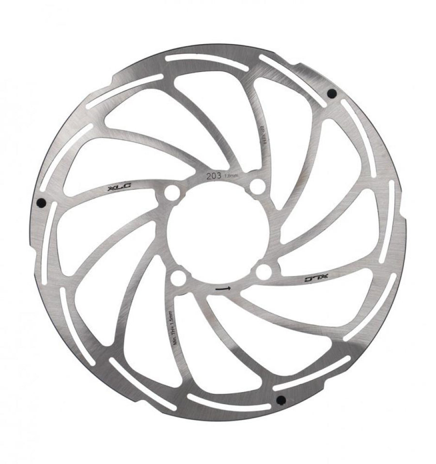 Silberne XLC Bremsscheibe BR-X114 203mm 1,8mm für Rohloff HR-Nabe 4-Loch