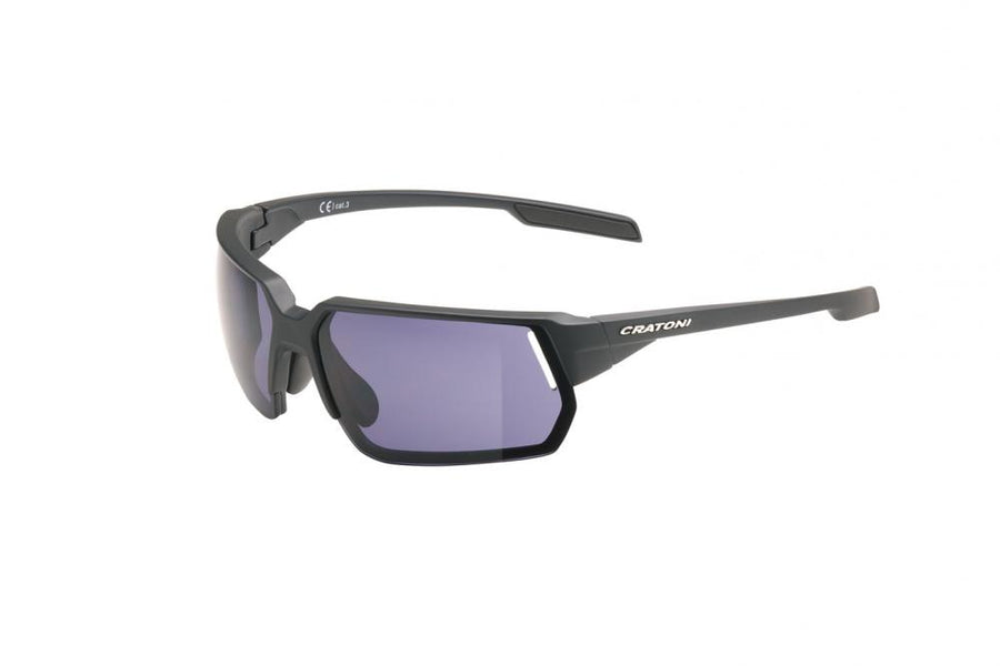 Cratoni Sportbrille  C-Lite COLOR+ Lifestyle black matt  -  grey-blue w/o mirror  Größe UNI