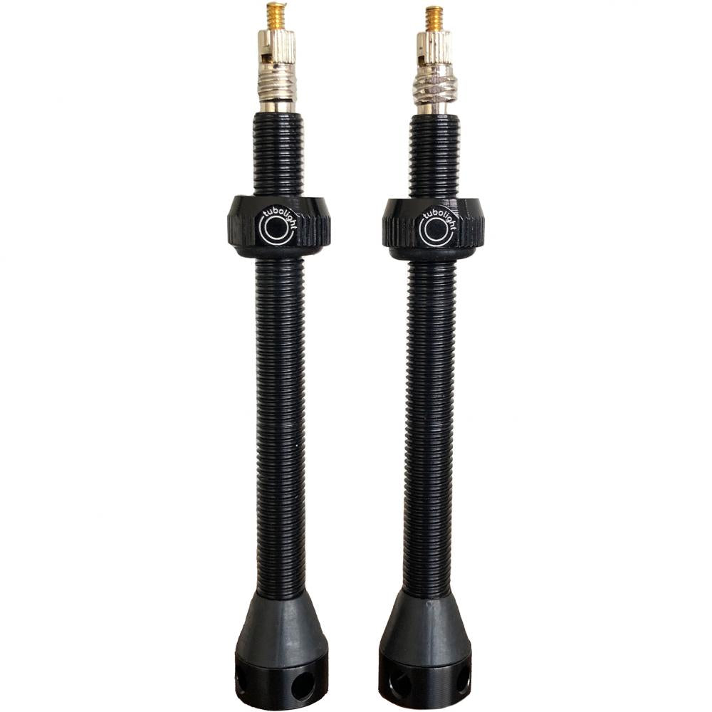 Tubolight Tubeless-Ventile Aluminium schwarz 70 mm Schwarz - zuverlässig für Reifen mit Einlage