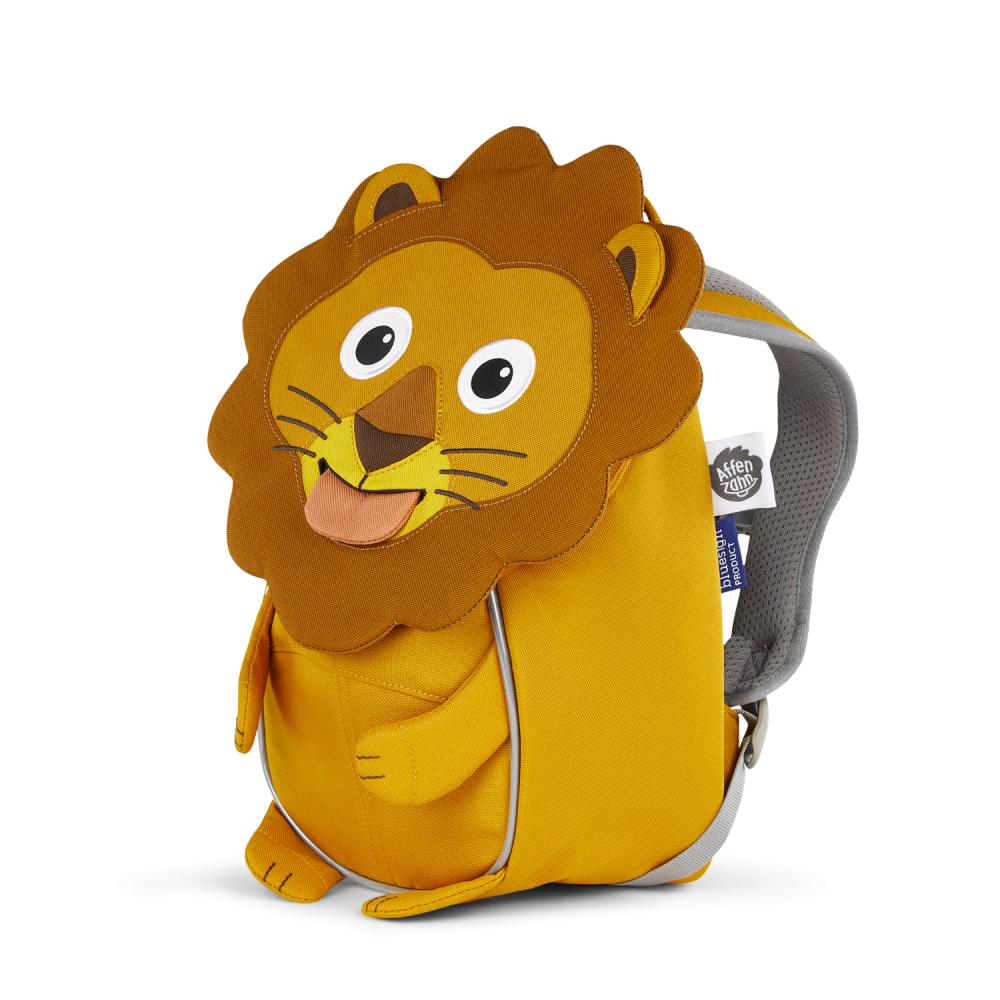 Affenzahn Kleiner Freund Löwe Kinderrucksack  4L Volumen, 220g, für Kinder ab 1 Jahr, nachhaltig aus recyceltem PET, reflektierende Details, personalisierbare Ziehzunge