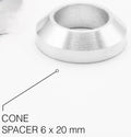 Radoxx Trailer AxXle Distanzscheibe 6x20 mm konisch, 12 mm Innendurchmesser, 7075-T6 Alu, Made in Germany