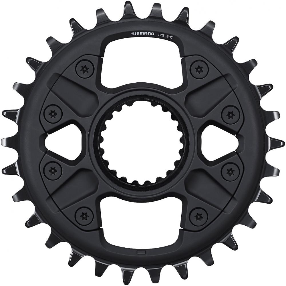 Schwarzes SHIMANO DEORE Kettenblatt 30 Zähne (FC-M6100/MT611) für effiziente 1x12-Schaltung.