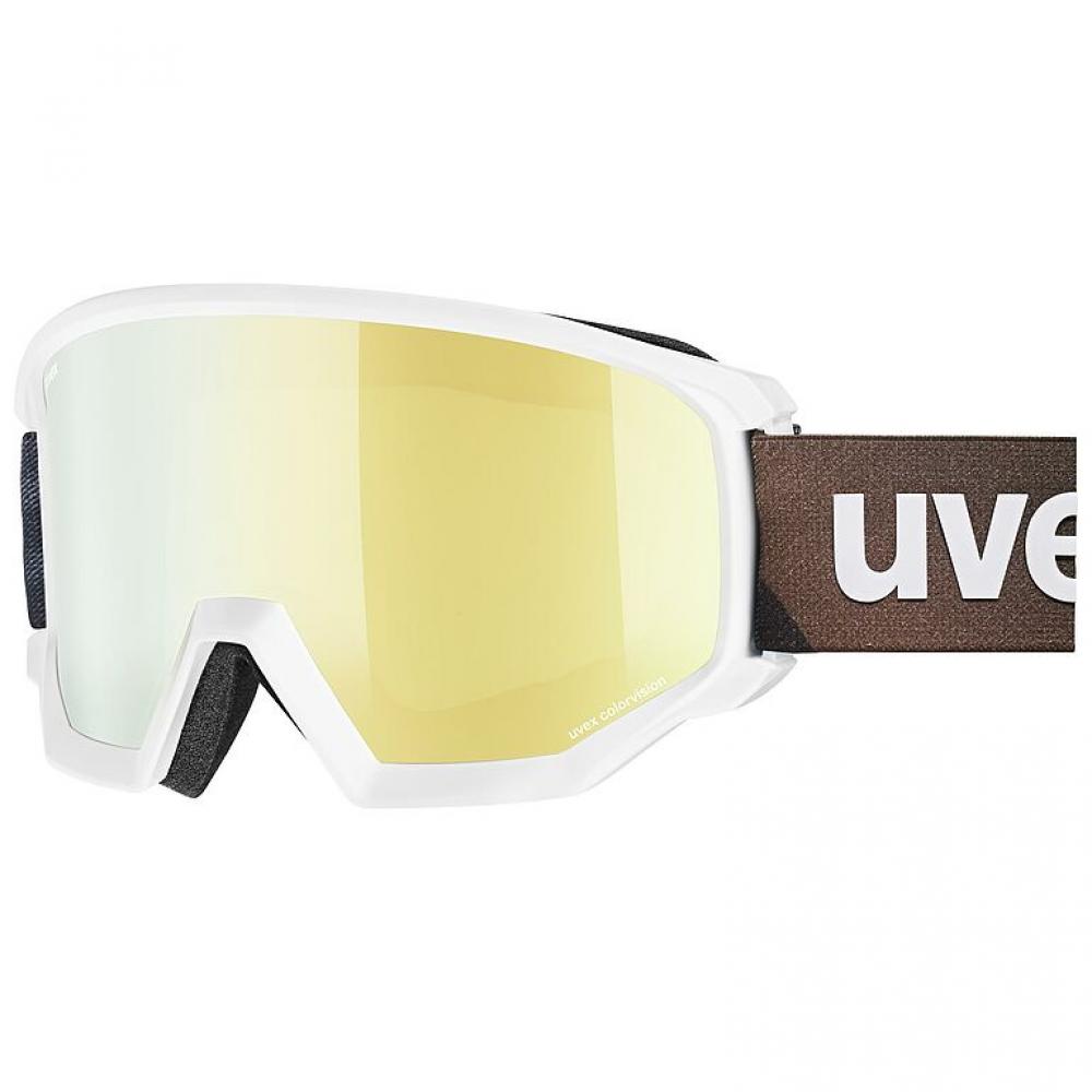 uvex Skibrille athletic CV white matt mirror gold S3 - OTG, colorvision®, supravision®, 17% VLT