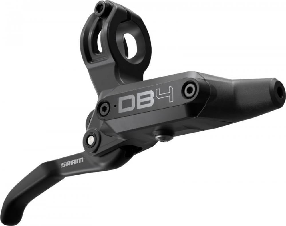 Schwarze SRAM DB4 Scheibenbremse vorne mit Stealth-Design, leistungsstark und wartungsarm für Fahrräder.