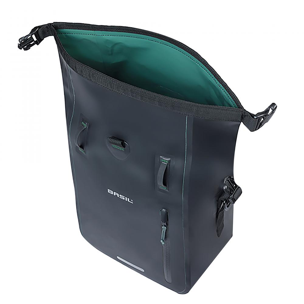 Basil Rivo M Einzeltasche schwarz 12-15L - Fahrradtasche mit MIK Hooks, wasserabweisend, praktische Innenfächer