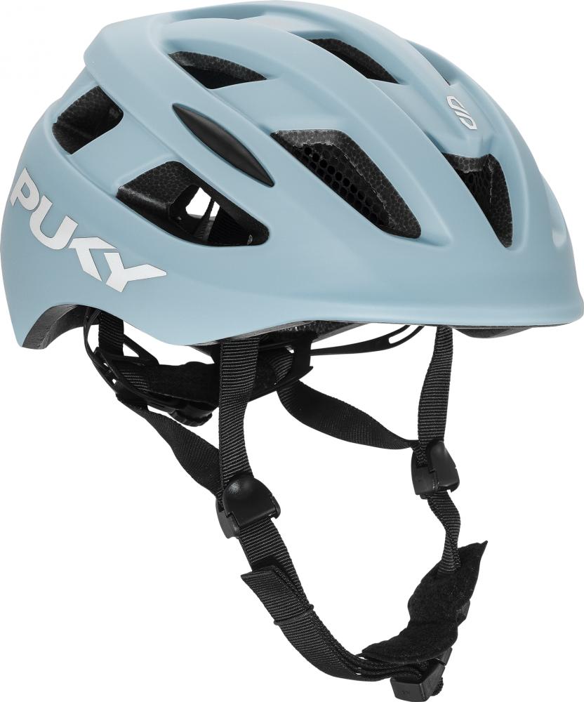 Puky Helm Retro hellblau, leichter Fahrradhelm für Kinder mit Belüftung und Logo.